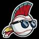 A baseball with sunglasses and a feather on it
Description automatically generated
